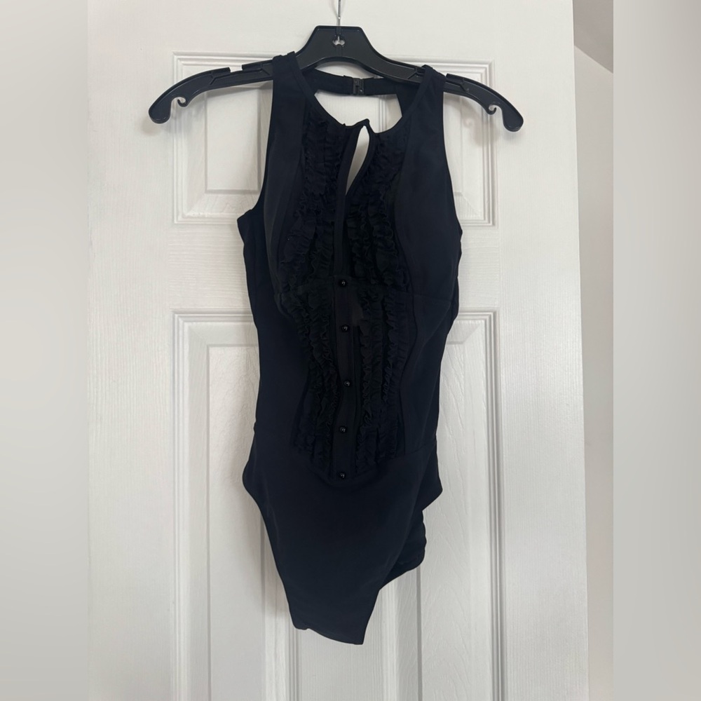 Profile By Gottex Black ruffle see through style 1-Piece Swimsuit (tag felloff)